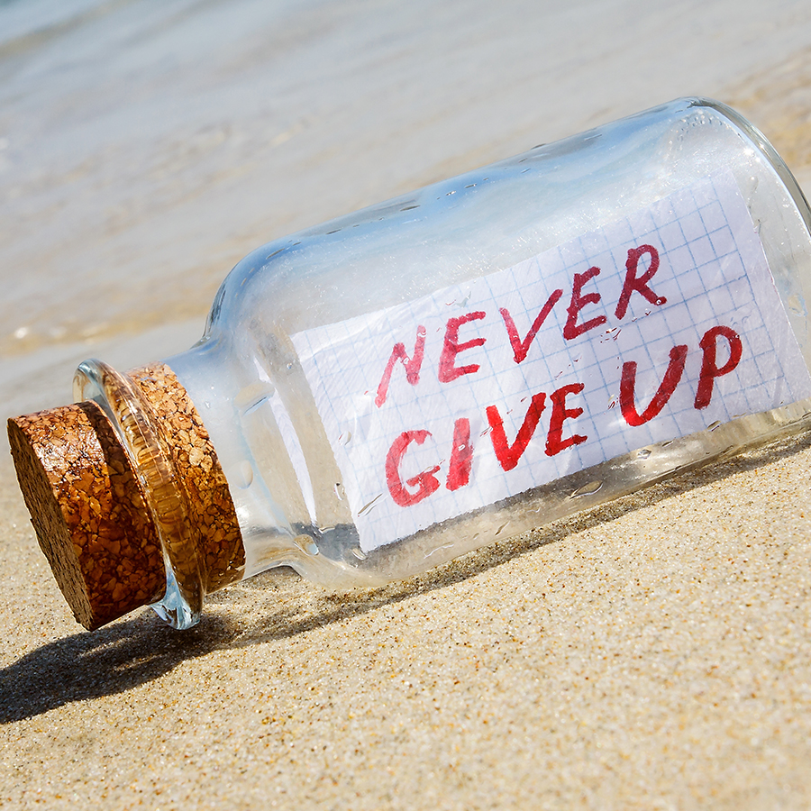 never give up in bottle